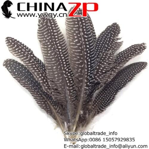 Retail and Wholesale CHINAZP Factory 100pcs/lot Good Quality Natural Polka Dot Guinea Fowl Wing Feathers