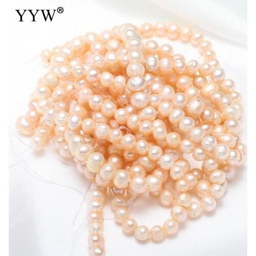 Pink Grade A 5-6mm 10x7cm Cultured Potato Freshwater Pearl Beads Natural 0.8mm Hole 14.5Inch/Strand for DIY Jewelry Making