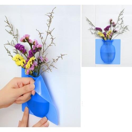 Silicone Sticky Wall Magic Fridge Magnet Environmental protection Plant Vases Container Decorations Leaves Accessories Pots