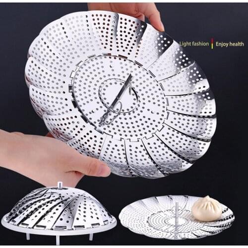 Folding Dish Steam Stainless Steel Food Steamer Basket Mesh Vegetable Cooker Steamer Expandable Kitchen Tool