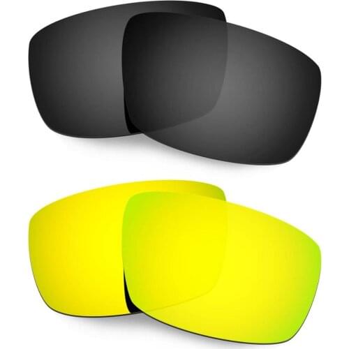 HKUCO For Spy Optic Logan Sunglasses Polarized Replacement Lenses 2 Pairs Black & Gold