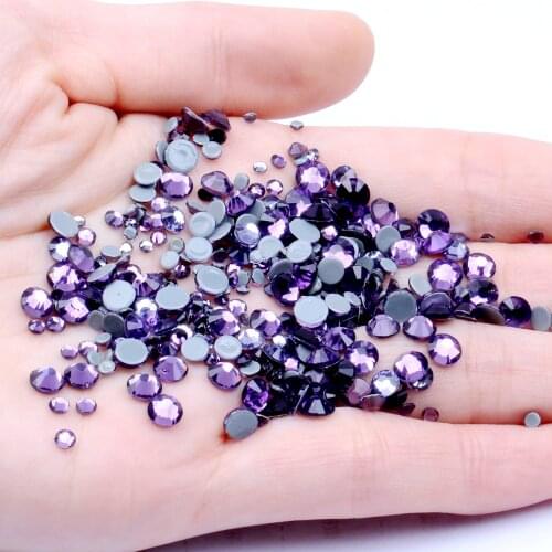 TANZANITE Color Hotfix Strass Rhinestones Flatback Glue Backing Iron On Glass Stones Appliques For Fabric Garments Supplies