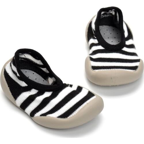 Boys Home Shoes Stripe Silver Light Silk Knitting Elastic Band Soft Rubber Soles Slip Breathable Home Shoes Kids Shoes For Girl