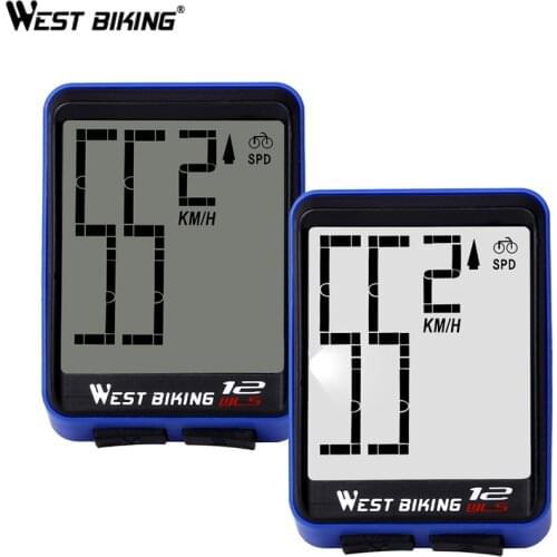 WEST BIKING Wireless Bicycle Computer Large Digital Screen Rainproof Bike Stopwatch Bicycle Speedometer Backlight Bike Computer