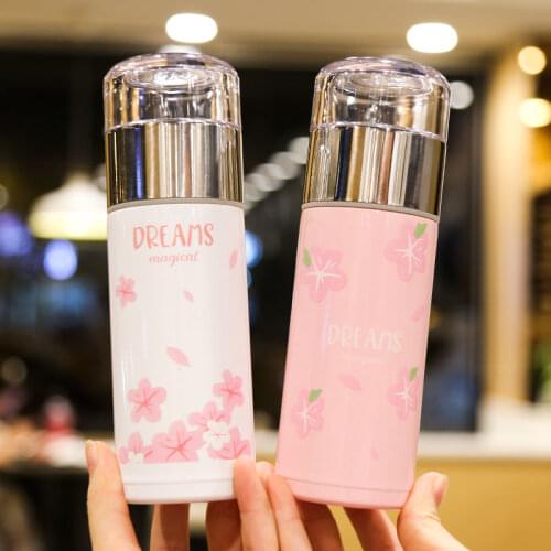 Japanese Tea Separation Water Bottle Stainless Steel Thermos Flower Pattern Vacuum Flask Coffee mug insulated Tea Cup