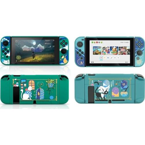 Green Alchemy Cat Hard Case Protective Cover Shell for Nintendo Switch Console NS Joy-con Crystal Back Protector Housing Skin