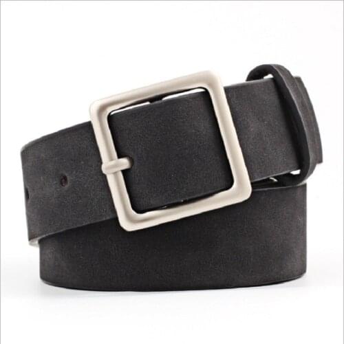 2018 New Designer Black Red White Wide Leather Belt Waistband Female Vintage Square Pin Buckle Waist Belts for Women Dresses