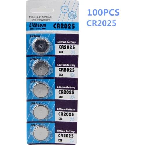 100pcs/lot Hot sale CR2025 button battery 3V lithium ion battery ecr2025 br2025 2025 kcr2025 car key toy button battery