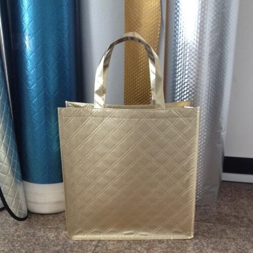 100PCS/LOT Gold Laminating Non-woven Gift Bag High-grade Bag For Shopping Opening Promotion Can Print LOGO