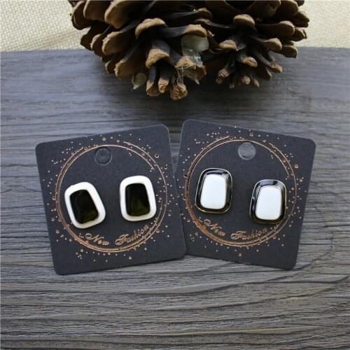 2020 New Japanese Korean style elegant fashion wild temperament Enamel Rectangular alloy stud earrings