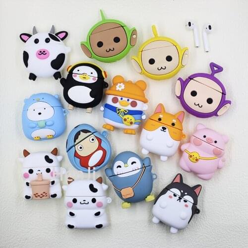 3D Japan Cute Cartoon Miyazaki Hayao Ponyo Cow Penguin Headphone Skin Cases for Apple Airpods 1/2 Silicone Protection Cover