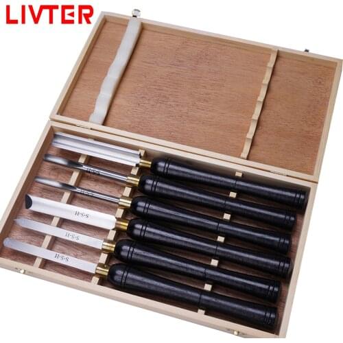 LIVTER 6pcs heavy duty sturdy hss wood chisel set woodworking carving knives hand tools for lathe turning machine