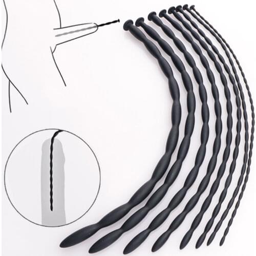 8Pcs/Set Silicone Urethral Plug Urethral Sound Beads Hollow Probe Urinary Dilator Urethra Masturbation Rod Sex Toys For Men Gay