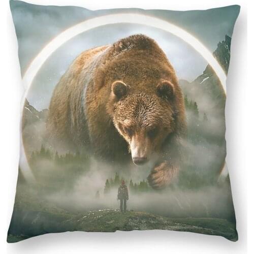 Aegis Bear Pillowcase Home Decorative Nature Landscape Cushions Throw Pillow for Car Polyester Double-sided Printing Unique