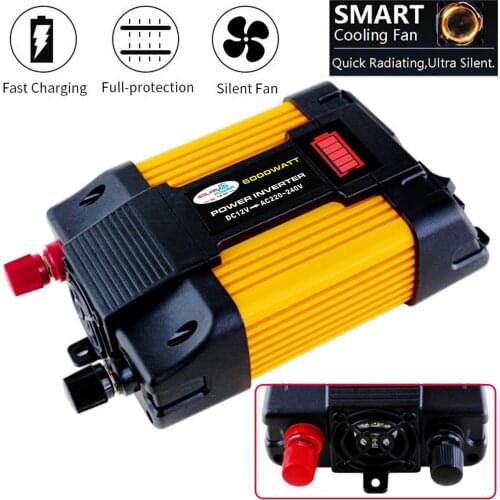 300/500W Car Power Inverter 12V DC To 110V 220V AC Auto Power Inverter Dual USB Port Fast Charging Sine Wave Solar Converter
