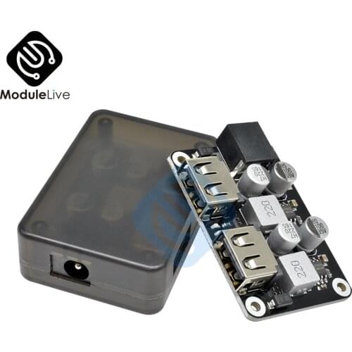 Double TWO Dual 2 USB Fast Charger Buck Module Input 6V- 30V Single Port 24W Support QC2.0 QC3.0 QC 2.0 3.0 Car Board With Case