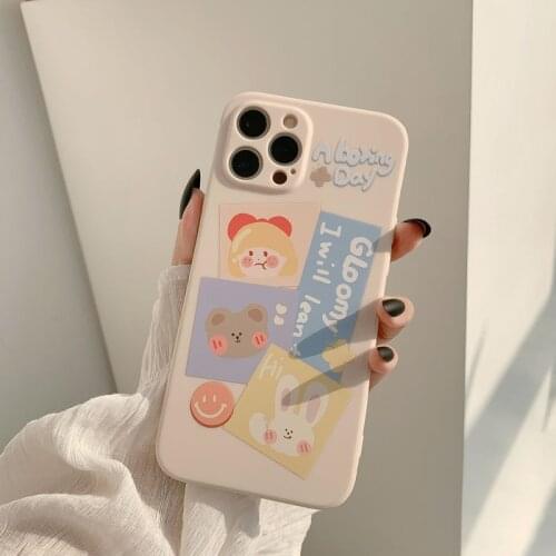 Retro kawaii girls bear Bunny japanese Phone Case For iPhone 12 11 Pro Max Xr Xs Max 7 8 Plus 12 mini 7Plus case Cute Soft cover