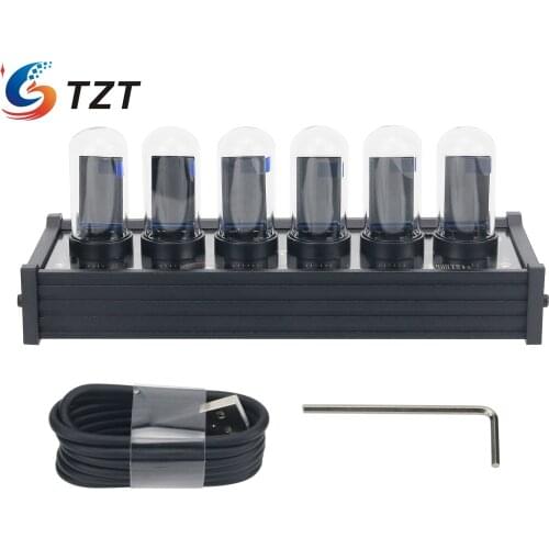 TZT Elekstube IPS Nixie Tube Digital Clock Electronic Calendar 6 Bit LCD Time Photo Display Creative Retro Desk Decoration Gift