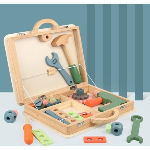 Wooden Tool Workbench Toddler Bench Workshop Set Pretend Carpenters Play with Toolbox Building Construction Toy
