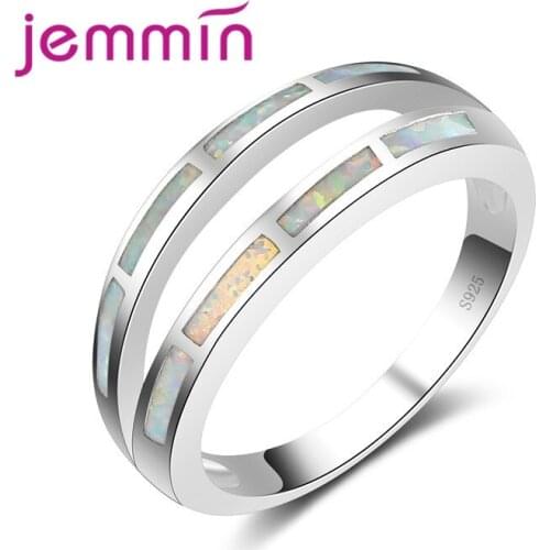 New Arrival Double Layers Ring With Rainbow Opal 925 Sterling Silver Silver Color Jewelry Rings For Women & Men Lovers Gift