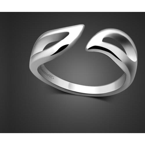 Bohemian Women Flower Leaves Hollow100% 925 Sterling Silver Ring Personality Adjustable Childrens Ring Jewelry Gift