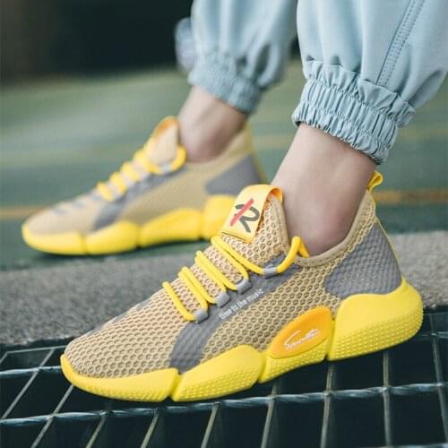 New Stripe Fashion Men Mesh Sneakers Running Shoes Summer Breathable Lace-up Sports Shoes Zapatos De Hombre Chunky Sneakers