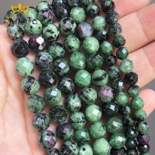 Natural Faceted Epidote Rubys Zoisite Beads Round Loose Stone Beads For Jewelry Making Bracelet Accessories 15" Strands 6/8/10mm