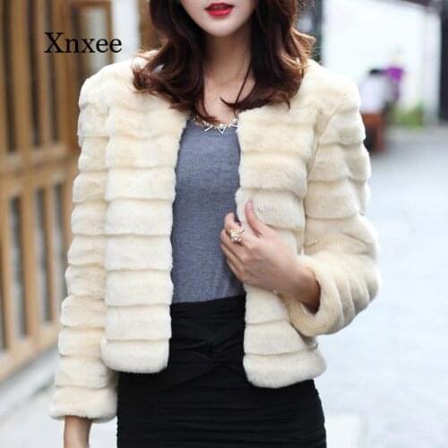 Artificial Fur Jackets Womens Coat Female New Faux Rabbit Fur for Women Fashion Winter Warm Grass Plus Size Overcoat Clothing
