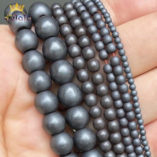 Dull Polish Matte Black Hematite Stone Beads Natural Loose Spacer Beads For Jewelry Making DIY Bracelet 15'' 2/3/4/6/8/10/12mm