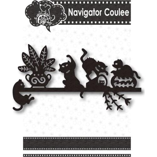 Cute Kitten Flowers and Grass Metal Cutting Die Scrapbook Die-cutting Die Stamps and Die New Cut Die for 2021