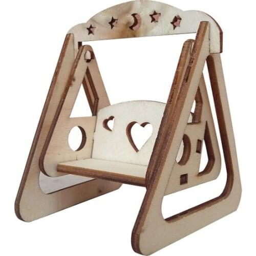 My16 Miniature Swing Heart Star Wooden Object paintable decorative objects декоративные предметы под роспись