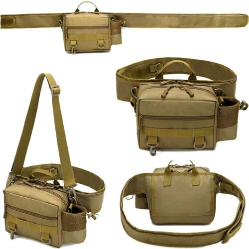 Multifunctional Fishing Tackle Bag Foldable Fishing Lures Gear Rod Carrier Fish Pole Tools Storage Shoulder Bag Waist Belt Pack