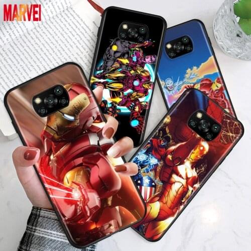 Soft TPU Marvel Iron Man Hot For Xiaomi Poco X3 NFC M3 M2 X2 F3 F2 Pro C3 F1 Mi Play Mix 3 A2 A1 6X 5X Black Phone Case