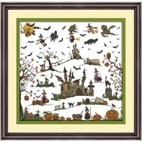 The witch castle cross stitch kit DIY hand embroidery set craft handmade needlework cross-stitching DMC color Dreamfounder