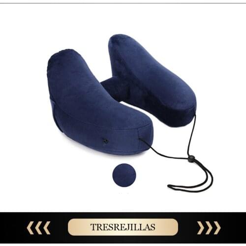 Russian Warehouse H Shape Inflatable Travel Pillow Air Cushion Folding Lightweight Nap Neck Pillow Car Airplane Sleeping Cushion