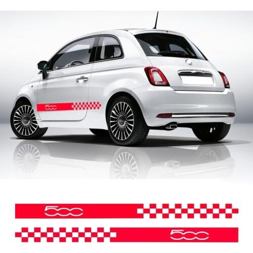 2Pcs/lot Car Door Side Stripes Stickers Lattice Graphic Body Wrap Vinyl Decal For Fiat 500 Racing Sport Stylish Car Accessories