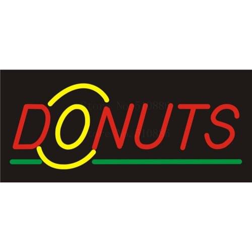 NEON SIGN For Donuts Bar cakes Cave Food Real GLASS Tube Beer PUB Restaurant Signboard store display Shop Light Signs 17*14"