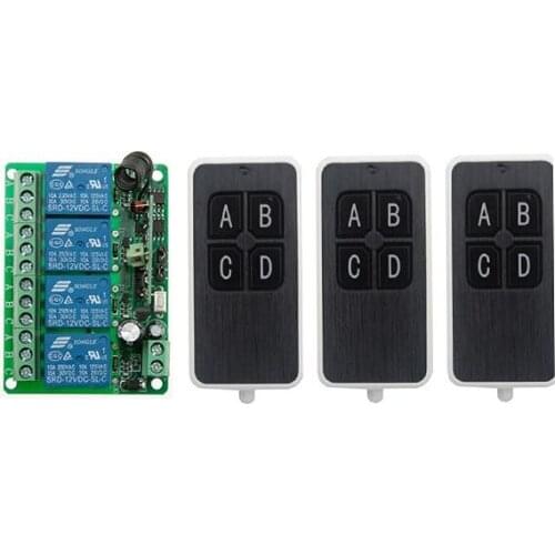 New DC12V 4CH RF Wireless Remote Control System teleswitch 3 transmitter and 1 receiver universal gate remote control