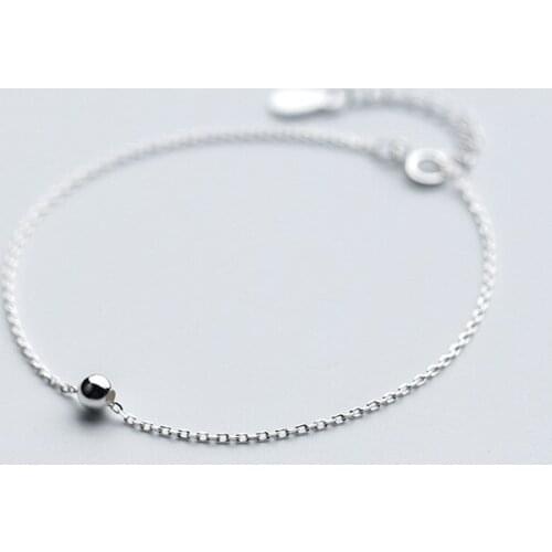 Very Thin simple) 100% Real. 925 Sterling Silver Fine Jewelry 4mm Polished Round Bead chain Bracelet GTLS498