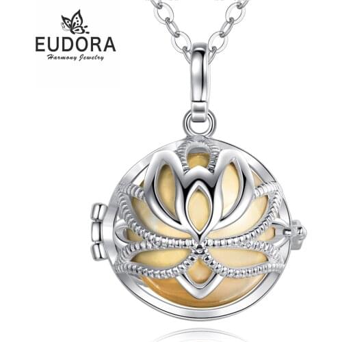 EUDORA Urn Cremation Pendant Lotus Flower Designs Locket Ash Holder Keepsake Capsule Necklace Hollow Ball DIY Jewelry k241