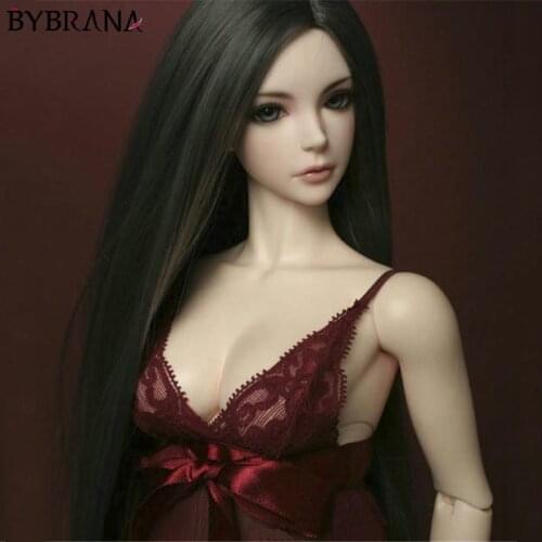 Bybrana BJD Doll Wig 1/3 1/4 1/6 1/8 Split Long Straight Wig Light Gray Gold Dark Gray Black Brown