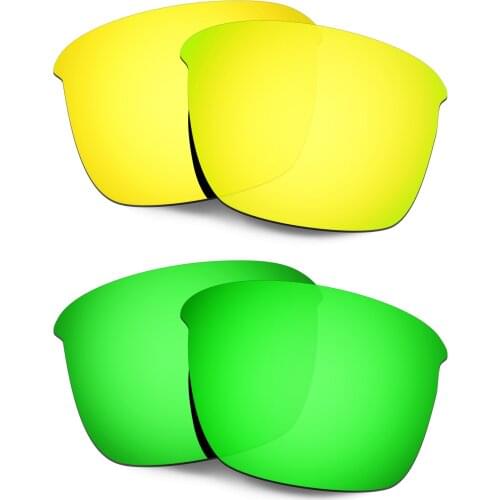 HKUCO Polarized Replacement Lenses For Thinlink Sunglasses Gold/Green 2 Pairs