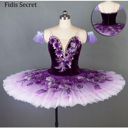Purple Professional Pancake Ballet Tutu Dance Dress,Girls Ballerina Sugar Plum Fairy Doll Classical Performance Stage Costumes