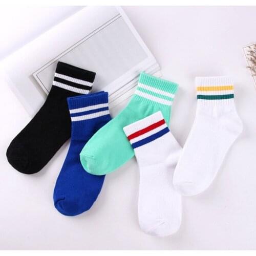 Clearance Sale Black White Striped Crew Socks Casual Solid Harajuku Streetwear Short Sock Fashion Hip Hop Skateboard Woman Socks