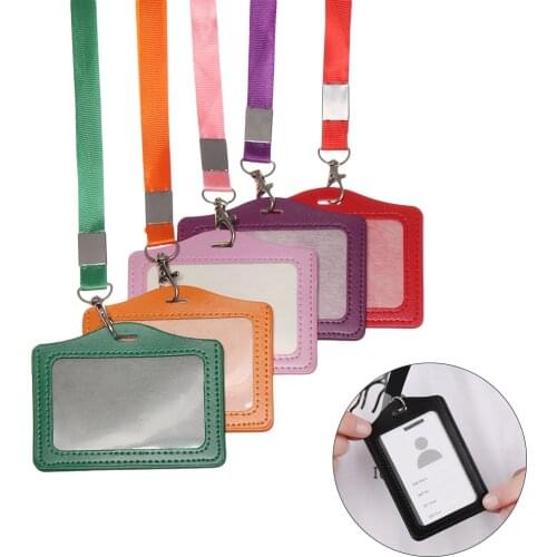 PU Leather Name Card Holders Multi Colored Card Sleeve Bus ID Holders Protective Shell Business Card Badge Case Office Supplies