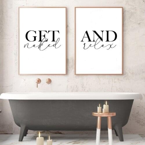Get Naked and Relax Posters and Prints Toilet Life Quote Modular Wall Art Wall Pictures For Bathroom Modern Home Canvas Painting