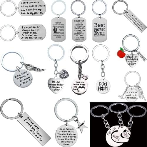 Family Friends Christmas Keyring Mom Dad Sister Lover Couples Husband Teachers Keychain Party Birthday Birthday Xmas Charm Gift