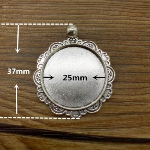 2pcs 25mm Glass Cabochon Alloy Material Cameo Base Setting Jewelry Findings Pendant Bracelet Jewelry Making #0038