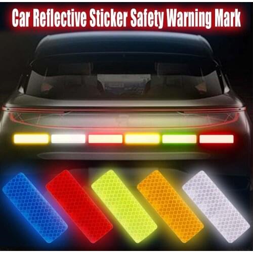 2/4Pcs Car Reflective Sticker Traffic Safety Warning Mark Reflective Strip Tape Luminous Car-styling Bumper Decals Auto Decor