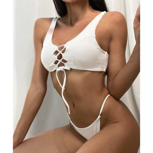 2021 New Women Sexy Printing Two Pieces Bikinis Mujer Set Push Up Bathing Swimwear Solid High Waist Beach Maillot De Bain Femme